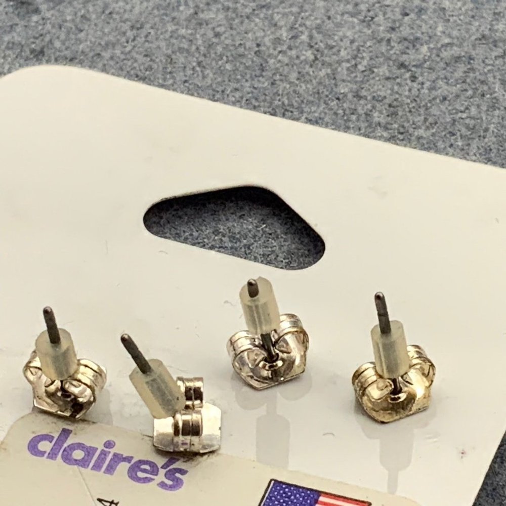Claire's Tiny Enamel Earrings Lot Rainbow Popsicle Purple Yellow Flower Stud - Picture 3 of 4